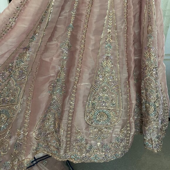 Dusty Purple Embroidered Organza Lehenga - Picture 12 of 16
